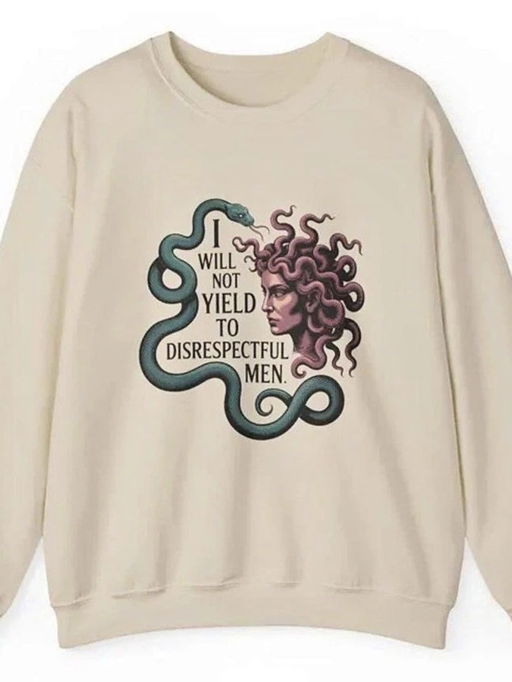 Graphic Crewneck Sweatshirt in Cream Like New